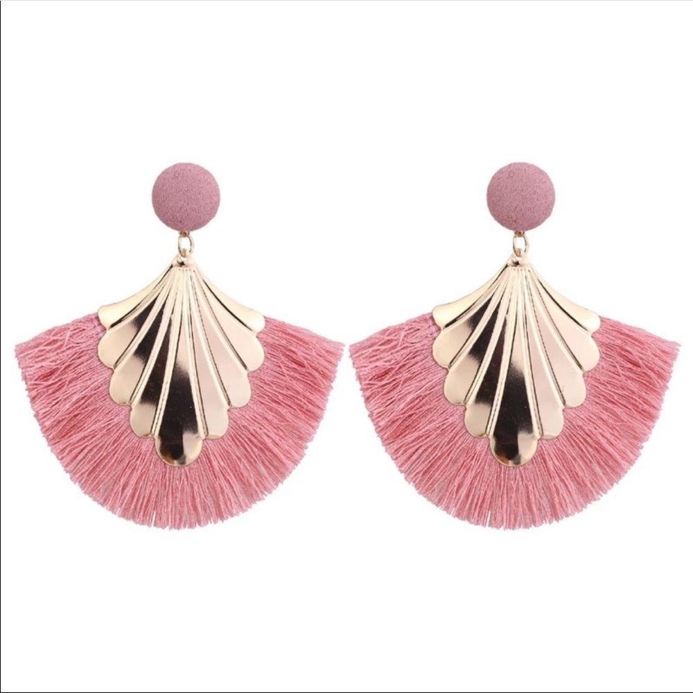 HP π Pink and Gold Tassel Earrings - Picture 3 of 3